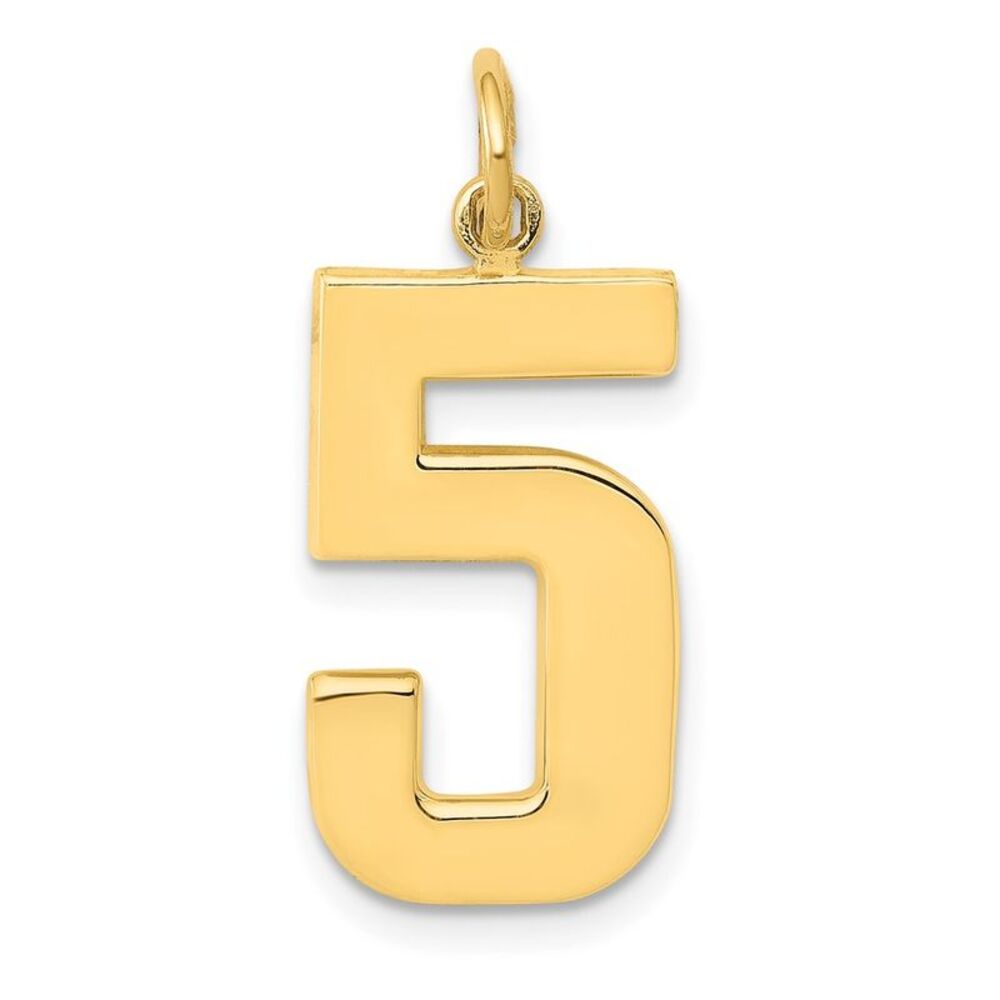 14k Yellow Gold, Athletic Collection, Large Polished Number 5 Pendant
